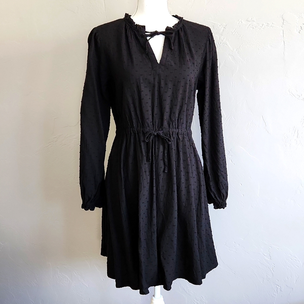 Black Textured Dress M NWOT